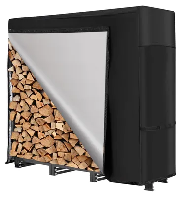 Immagine prodotto di Ripiano porta legna da ardere con copertura impermeabile - Nero