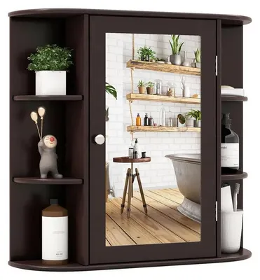 Produktbild von Wandmontierte Aufbewahrungsschrank Multifunktional Medizinschrank Braun
