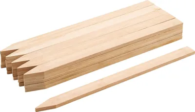 Image de SucceBuy Piquets en bois, 25 pièces, 12,7 x 38,1 x 609,6 mm Piquets en bois, poteaux en bois avec extrémité pointue, piquets de clôture en bois de sapin, idéal pour les clôtures boueuses, les délimitations de jardin et les marquages