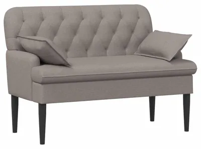 Immagine prodotto di Divano a due posti con cuciture a bottone, color tortora, 111 x 68 x 80 cm, rivestito in tessuto