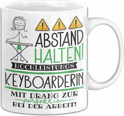 Produktbild von Keyboarderin Tasse Geschenk Lustig Abstand Halten Hochleistungs-Keyboarderin Mit Drang Zur Perfektion Bei Der Arbeit (Weiß)