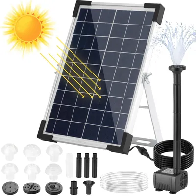 Obrázek produktu pro Solární čerpadlo do jezírka - 5 W - 170 l/h - 9 trysek - Kabel 3,25 m