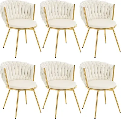 Produktbild von WOLTU Esszimmerstühle, Metallrahmen, ergonomisch, 360° drehbar, Samtsitz : Beige 6 Farbe: Beige Stückzahl: 6