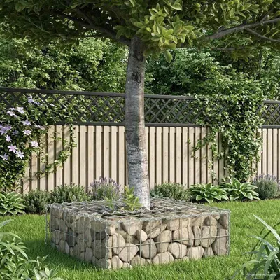 Zdjęcie produktu dla Maison Exclusive - Podwyższona grządka z gabionów, 60 x 60 x 20 cm, stal ocynkowana, kolor srebrny