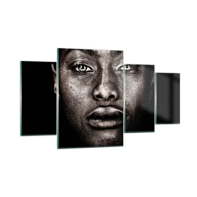 Produktbild von Bilder auf glas - 4 Teile - Schwarz Porträt Träne - 160x90cm - Glasbilder - Wandbilder - Bilder - zum Aufhängen bereit - Wanddekoration aus Glas - Glas Bilder - Wandbild auf Glas - GDL160x90-4239