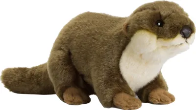A plush toy otter is shown against a white background.