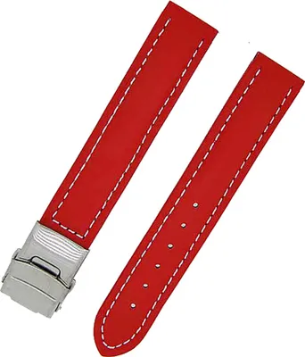 Produktbild von Uhrenarmband Glattleder gepolstert 18mm rot weiß Faltschließe