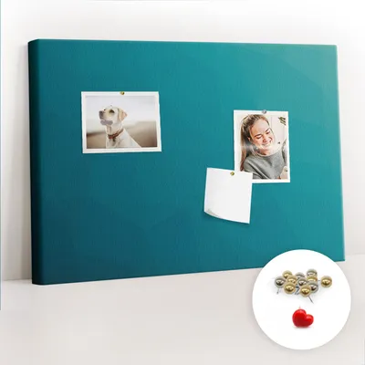 Imagen del producto de Tablero de corcho con chinchetas - Panel con chinchetas para fotografías y notas - 60x40 cm - 100 chinchetas metálicas