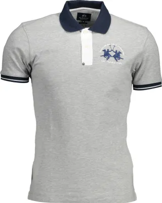 Produktbild von Herren Slim Fit Polo Grau - Kurzarm, Kontrastdetails & Stickerei