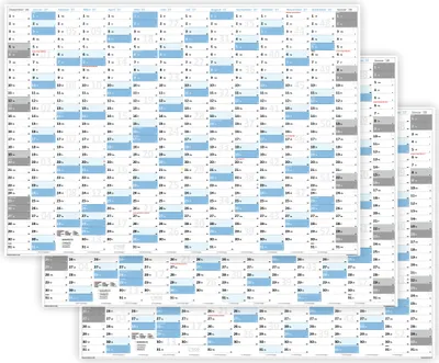 Produktbild von 3 Stück XXL Wandkalender DIN A0 2027 (blau2) große Tageskästchen (Kalender werden gerollt versendet)