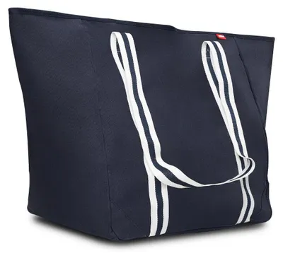 Produktbild von XXL Shopper Strandtasche – 100L große Freizeittasche für Familie & Urlaub – Robustes Leinenmaterial im maritimen Design – Mit Reißverschluss & Innenfach – Extra lange Schulterhenkel