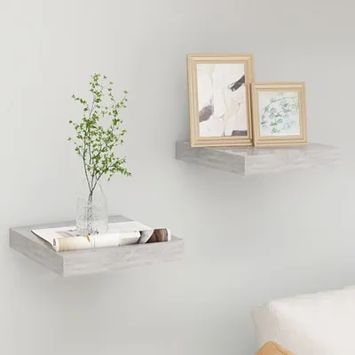 Obrázek produktu pro Maison Exclusive – závěsné police, 2 ks, betonově šedé, 23 × 23,5 × 3,8 cm, MDF