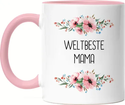 Produktbild von Weltbeste Mama Tasse Rosa Mutterliebe Blumenmotiv Geschenkidee Muttertag Geburtstag