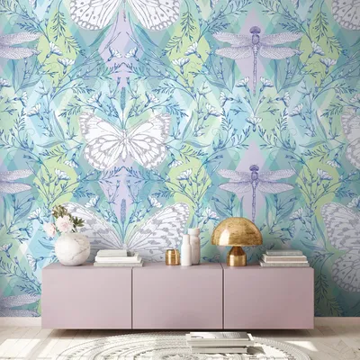 Produktbild von NEWROOM Tapete Lutu Bunt Vliestapete - Modern Schmetterling Blumen Germany