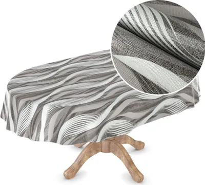 Produktbild von Tischdecke Wachstuch Premium Ornamente Grau Robust Wasserabweisend Oval Breite 140 cm Länge 240 cm