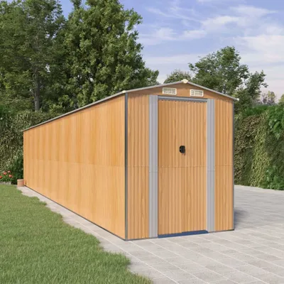Produktbild von "SALE 2026"Geräteschuppen - elegantes Design - Geräteschuppen/Gartenschrank - Hellbraun 192x938x223cm Verzinkter Stahl DE596600 - Geräteschuppen
