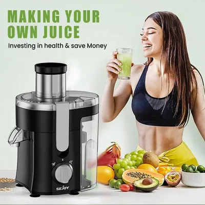 Produktbild von Fruchtentsafter Slow Juicer - Doppelschnecken-Entsafter - Leistung 201–500 W - Zwei Geschwindigkeiten - Kapazität 500–1000 ml - Tresterbehälter 1,0–1,5 l - Edelstahl - Schwarz