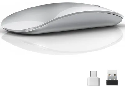 Obrázek produktu pro Bezdrátová, tichá myš s USB-C, nabíjecí, stříbrná barva