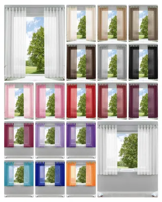Produktbild von 2er-Pack Gardinen Transparent Voile Vorhang Set Wohnzimmer Schlaufenschal