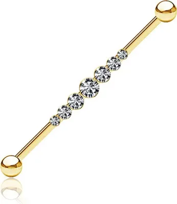 Produktbild von viva-adorno Industrial Piercing Scaffold Kristall Ohr Piercing Barbell Zirkonia Reihe Z581, gold