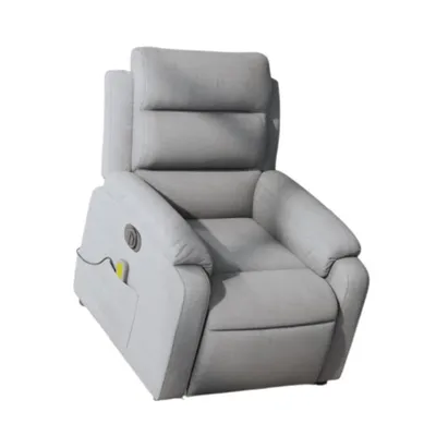 Imagen del producto de Sillón de masaje eléctrico con función de levantamiento, dimensiones 92 x 75 x 100 cm, tapizado en tela de color gris claro
