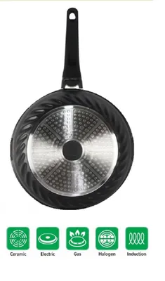 Immagine prodotto di Padella WOK 28 cm con coperchio a induzione padella antiaderente in marmo rivestimento antiaderente in marmo, adatta a tutti i tipi di piano cottura
