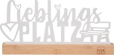 Produktbild von UNUS Aufsteller "Lieblings Platz" mit Herz- und Bankmotiv in weiß