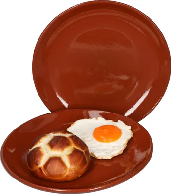 Obrázek produktu pro sada 2 hliněných dortových talířů Ø 23 cm Středomoří 2 osoby Středověk Dezertní salát