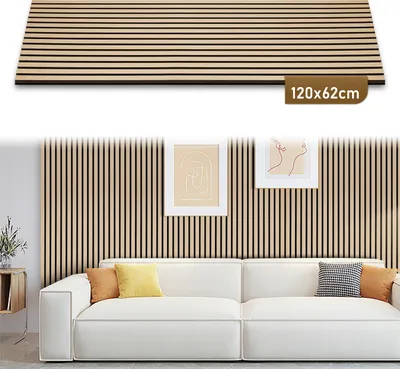 Produktbild von Hengda Akustikpaneel Wandverkleidung 120x60x2.1cm MDF Akustikpaneele Wandpaneele 1x Eichenholz