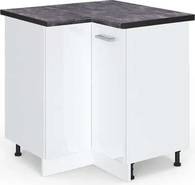 Image de Meuble d'angle Vicco R-Line Blanc Haute brillance 75.6cm , PT Anthracite, Model 45893
