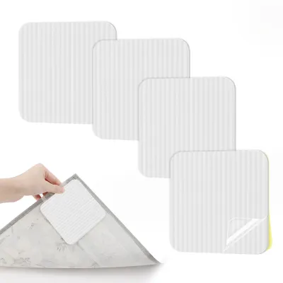 Produktbild von STILVORA Teppichunterlagen, Anti-Rutsch Teppichpads, Selbstklebend, Rutschfest für Teppiche und Läufer, Sicherheit Zuhause, Möbelgleiter Schutz, Einfach zu Befestigen, Weiß 4er-Pack