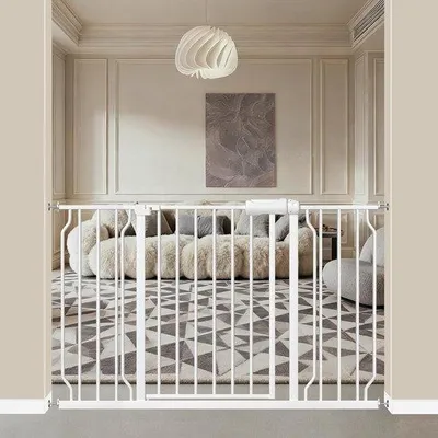 Image de Barrière de sécurité pour bébé - Sécurité enfants - Fermeture automatique - Largeur 122-134 cm - Blanc
