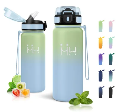 Productafbeelding van Thermosfles 750 ml, roestvrijstalen drinkfles met rietje, klikopening, vacuümgeïsoleerd