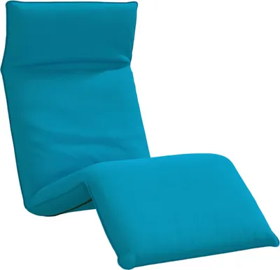 A single blue chaise lounge cushion is shown against a white background.