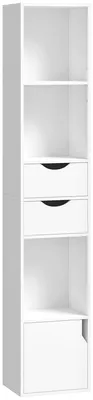 Immagine prodotto di Libreria 30x24x158 cm con Cassetti e Ripiano Regolabile in Legno Bianco