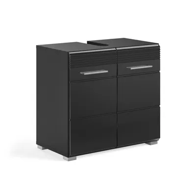 Produktbild von Waschbeckenunterschrank Linus Bad in weiß Nachbildung und weiß hochglanz tiefzieh B/H/T: 60x56x34 cm
