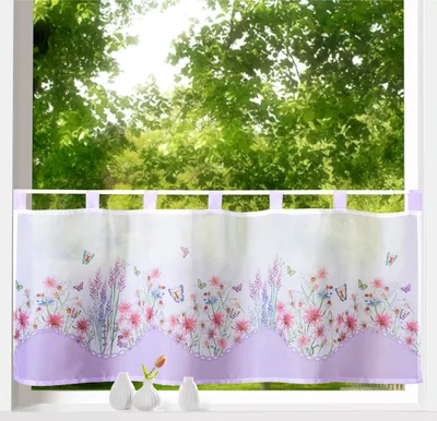 Obrázek produktu pro heimtexland ® Window Curtain Flowers Curtain Digital Print VxŠ 45x120 Window Decoration Oekotex Bistro Curtain Type789 Lavender Purple