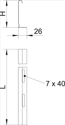 Produktbild von OBO Trennsteg, 60x2995mm, Kabeltragsystem, Stahl, bandverzinkt, Stange mit 2995mm, 1 Stk.