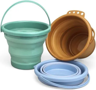 Image de Seaux pliables 3 L, lot de 3, peu encombrants, faciles à transporter, pour la maison et les voyages