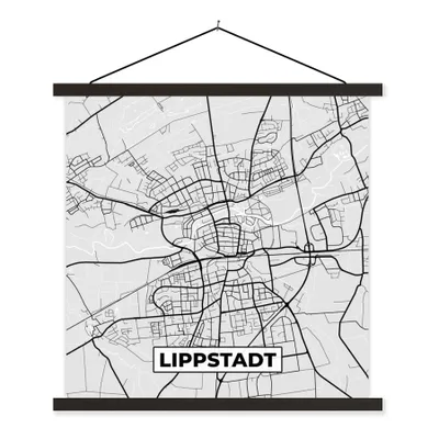 Produktbild von MuchoWow® Textilposter Karte - Lippstadt - Deutschland - Karte 40x40 cm mit schwarzem Rahmen - Fotos