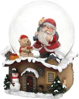 Productafbeelding van Sneeuwbol met Kerstman - 7 x 7 x 9 cm, bal 6,5 cm