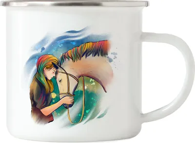 Produktbild von Pferd Emaille Tasse Hengst Frau Liebe Pferdekopf Reiten Hobbie Tier Pferdeflüsterer Ausritt Pferdeliebhaber Reiterin