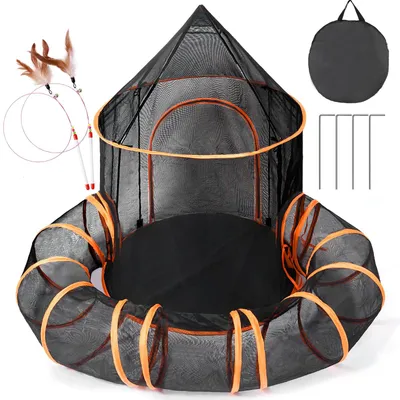 Outdoor Katzenzelt mit Tunnel, groß, faltbar, für Katzen, Welpen, Kaninchen