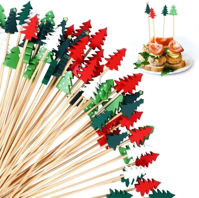Weihnachtsbaum-Cocktailspieße 100 Stück 13 Cm Bambus Partyzubehör