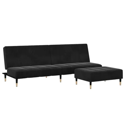 Imagen del producto de Sofá cama de 2 plazas con reposapiés, color , tapizado en terciopelo