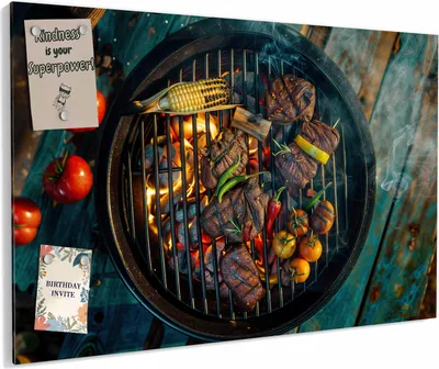 Produktbild von Magnettafel 60x40cm magnetisch & beschreibbar Metall-Board - Sommergrillfest
