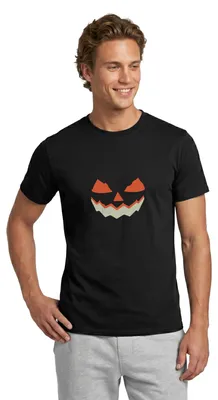 Produktbild von Spreadshirt Halloween Gruseliges Kürbis Gesicht Männer T-Shirt, S, Schwarz