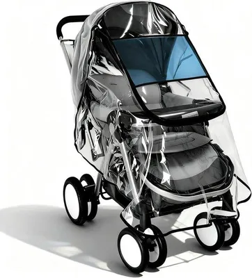 Produktbild von Universeller Regenüberzug für Kinderwagen, Buggy und Elektroroller mit Fenster, wasserdichter Schutz vor Regen, Schnee, Wind und Schmutz