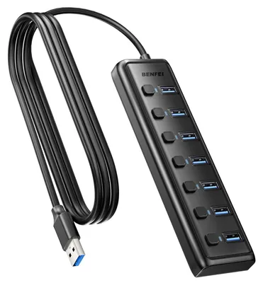 Produktbild von BENFEI Hubs USB 3.0 Hub 7 Port Ultra Slim Splitter mit Kabel