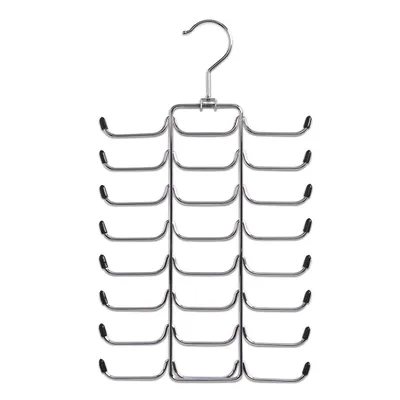 A multi-tiered hanger for organizing accessories.